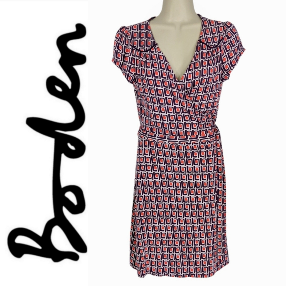 BODEN Modern Print Wrap Dress Sz 8 Petite